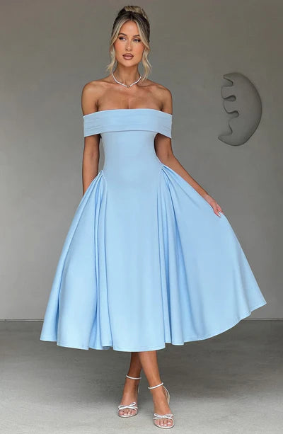 Vestido Feminino Miranda Midi Azul Bebê