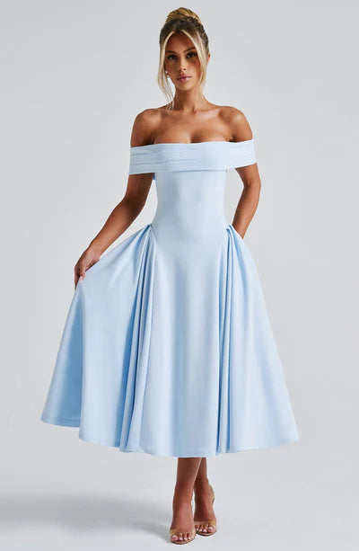 Vestido Feminino Miranda Midi Azul Bebê