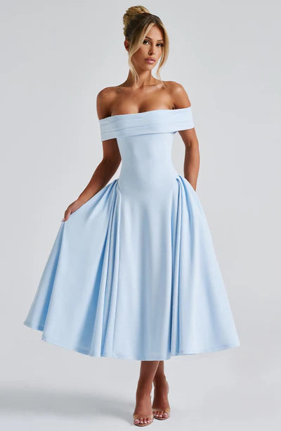 Vestido Feminino Miranda Midi Azul Bebê