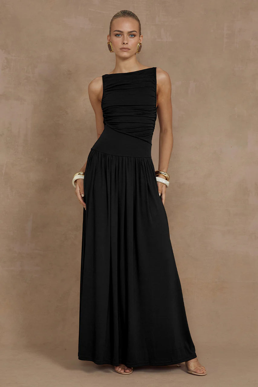 Vestido Longo com Frisado Sofisticado MaryMaria