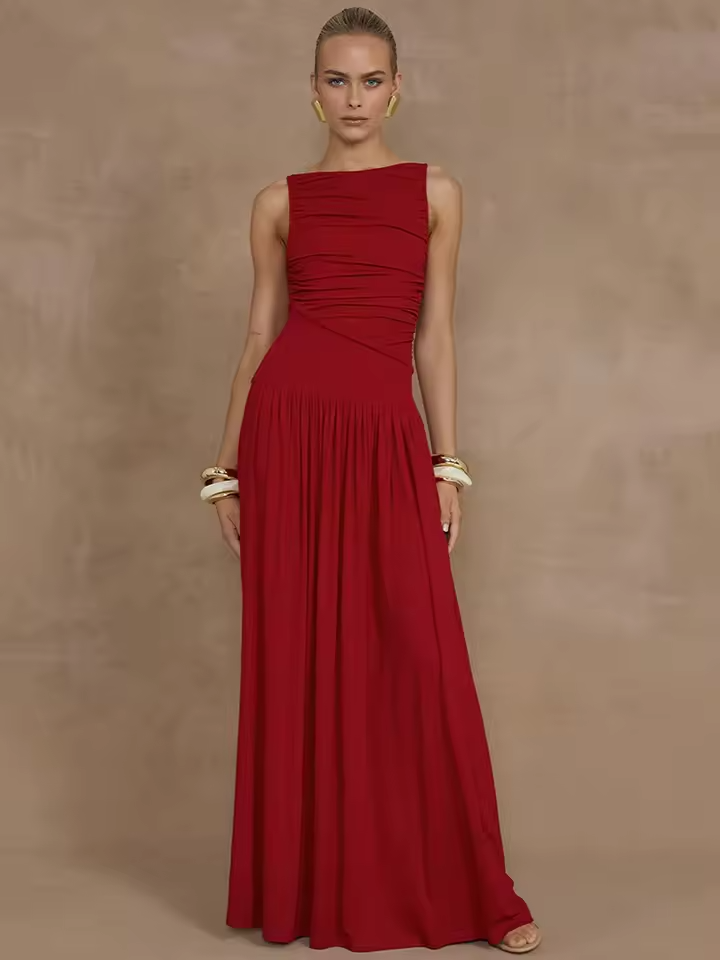 Vestido Longo com Frisado Sofisticado MaryMaria