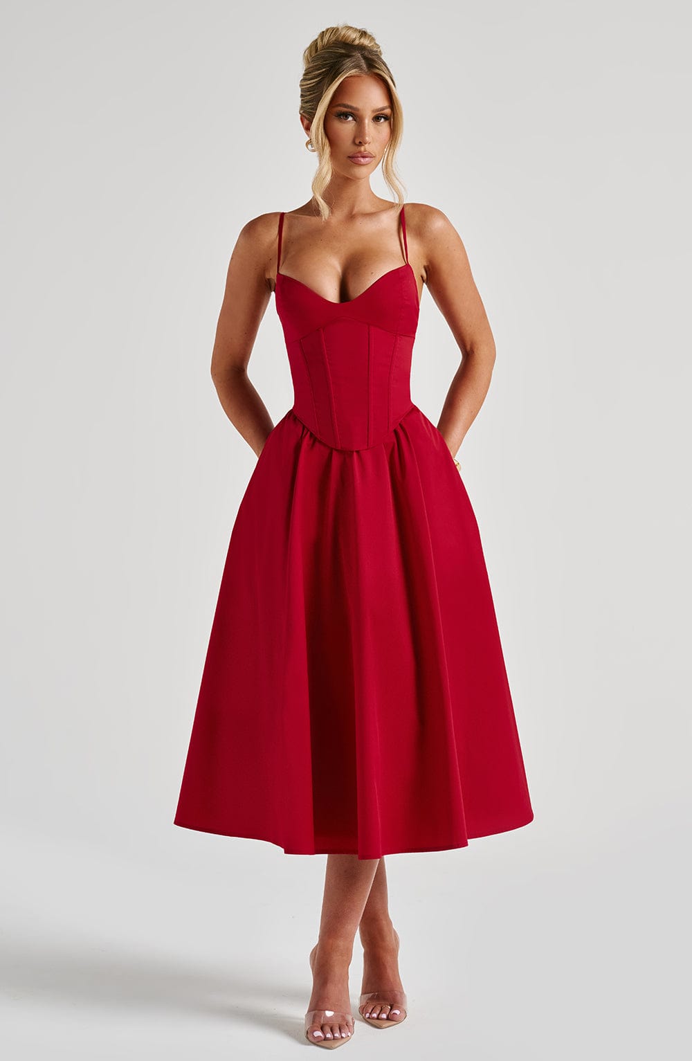 Vestido Feminino Midi Mariella Vermelho